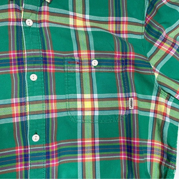 Vans Green Plaid Button Down Long Sleeve Shirt - Picture 4 of 13